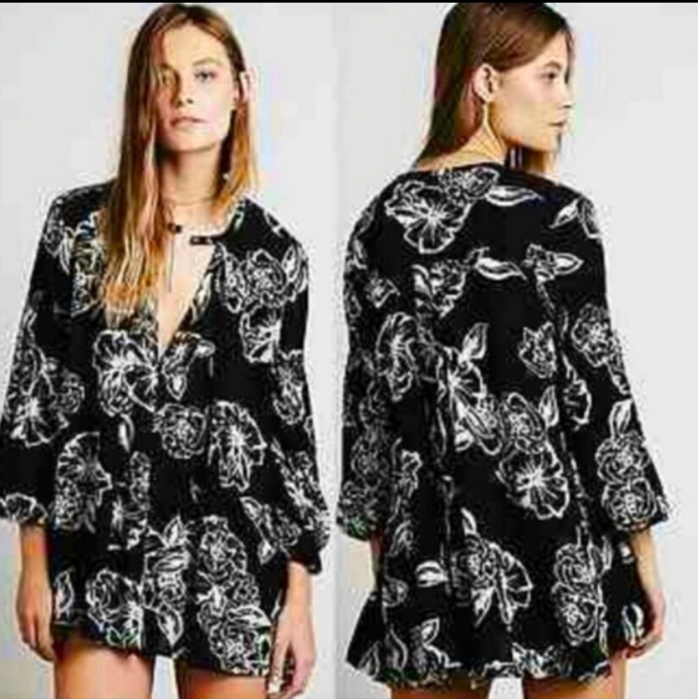 Free People Floral Tree Swing‎ Tunic Mini Dress Size Small